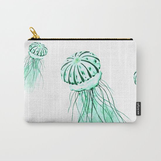 green jellyfish watercolor Carry-All Pouch