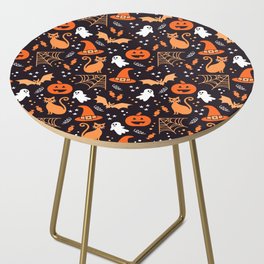 Halloween party illustrations orange, black Side Table