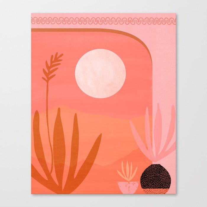 Pink Desert Whimsical Landscape Canvas Print