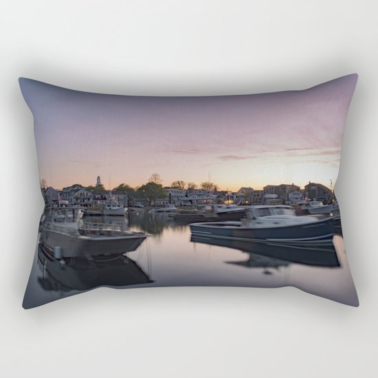 Rockport Harbor at twilight Rectangular Pillow