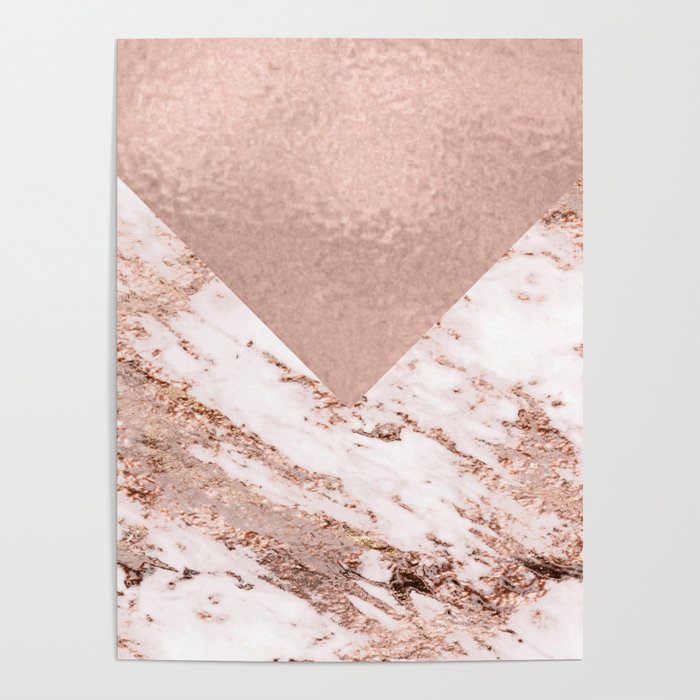 Pastel pink warm rose marble Poster