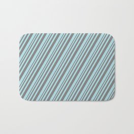 [ Thumbnail: Grey and Powder Blue Colored Lines/Stripes Pattern Bath Mat ]