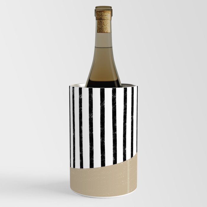 Handmade Stripe Block Pattern (tan/white/black) Wine Chiller