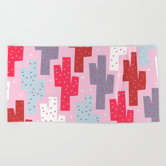 Sweet cactus pattern Beach Towel