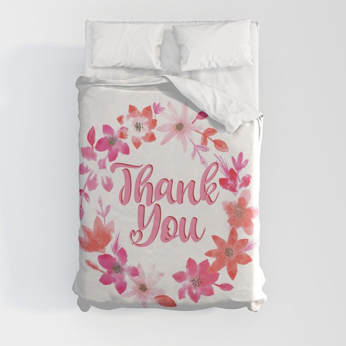 Thank You Note - Cute Floral  Duvet Cover