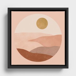 Pink Desert Lanscape Framed Canvas