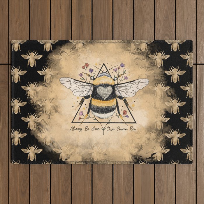 Gold Bee Art Outdoor Rug