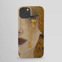 Golden Tears (Freya's Heartache) portrait painting by Gustav Klimt iPhone Case
