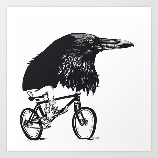 Black Bird Riding Art Print