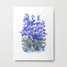 Beautiful Blue Delphiniums Metal Print | Girls, Artwork, Wildflowers, Country, Bedroom, Delphiniums, Bath, Watercolor, Blue, Painting 