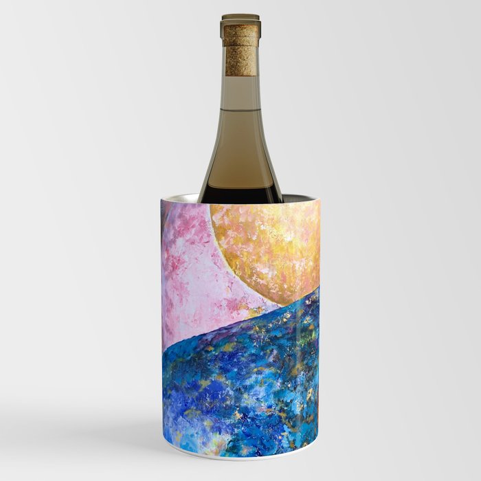 INCOMING- Colorful Abstract Impressionist Galaxy Painting  Wine Chiller