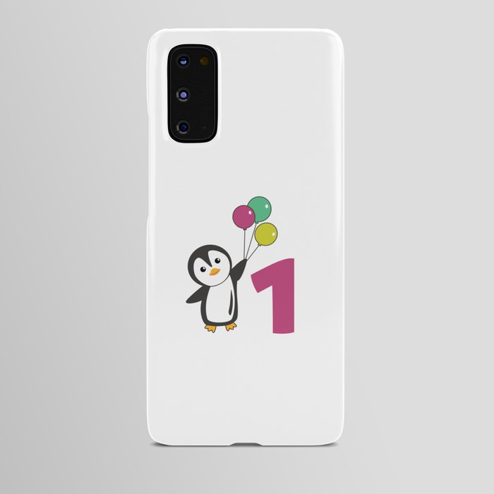Penguin First Birthday Balloons For Kids Android Case