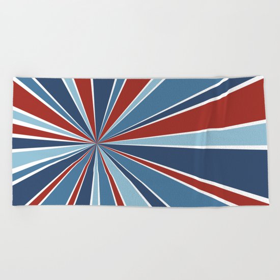 Star Burst Red White and Blue Beach Towel