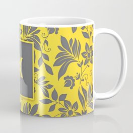   Yellow and Grey Floral and Leaves Design " X " Letter Personalized iPhone Case Coffee Mug