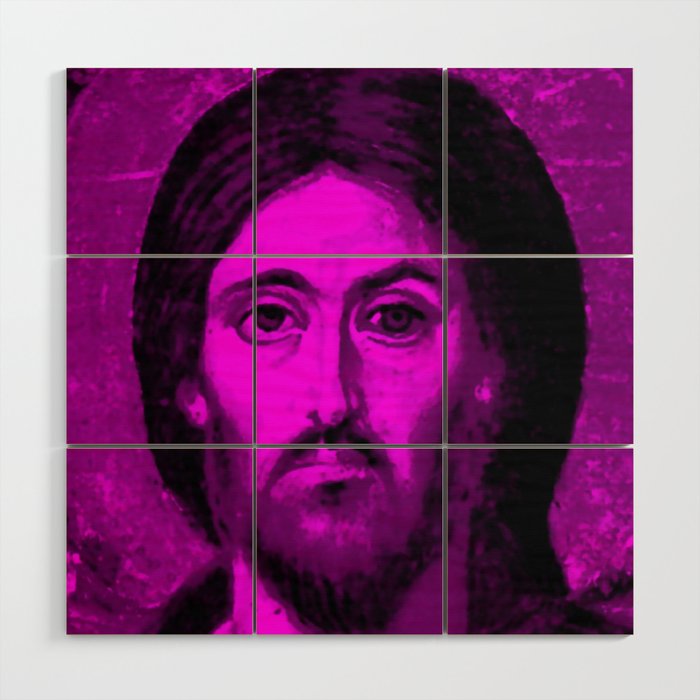Jesus Icon Purple Wood Wall Art