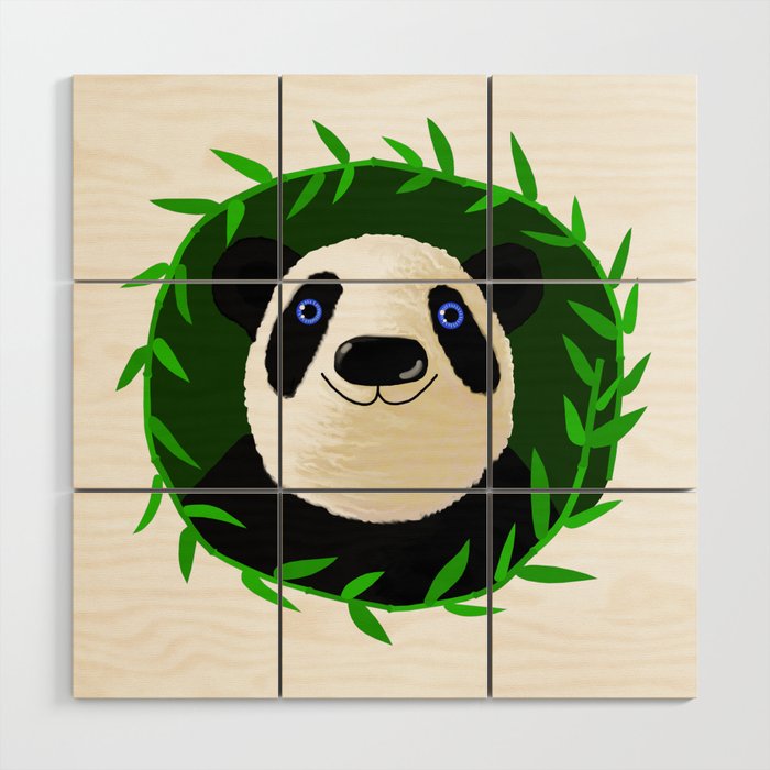 panda pug and bamboo 2d Wood Wall Art