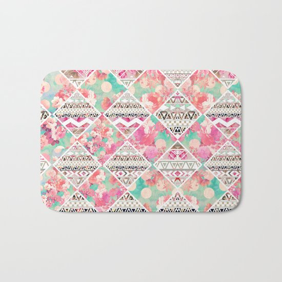 Aztec Floral Diamond Bath Mat