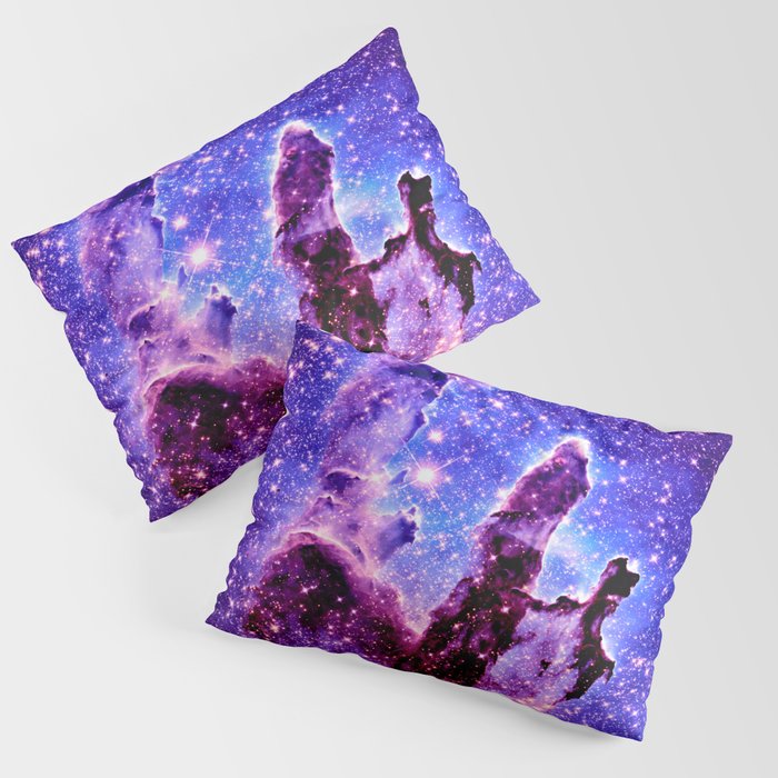 Galaxy Nebula : Pillars of Creation Purple Blue Pillow Sham