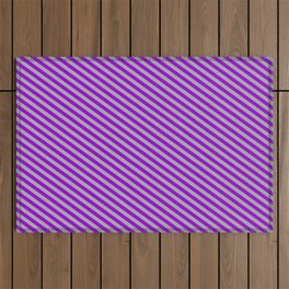 [ Thumbnail: Dark Gray and Dark Violet Colored Striped/Lined Pattern Outdoor Rug ]