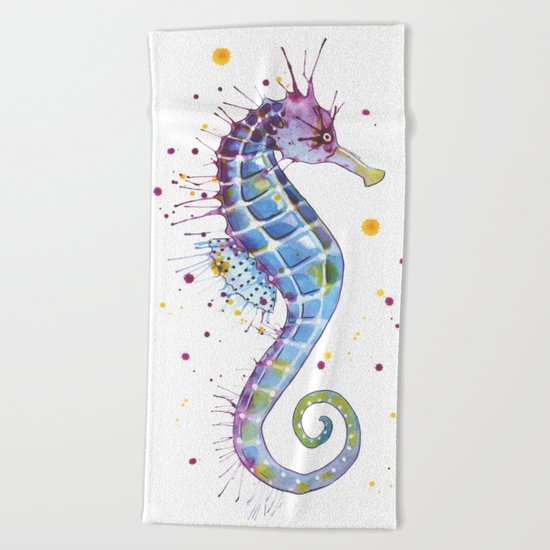 Seahorse: Purple Beach Towel