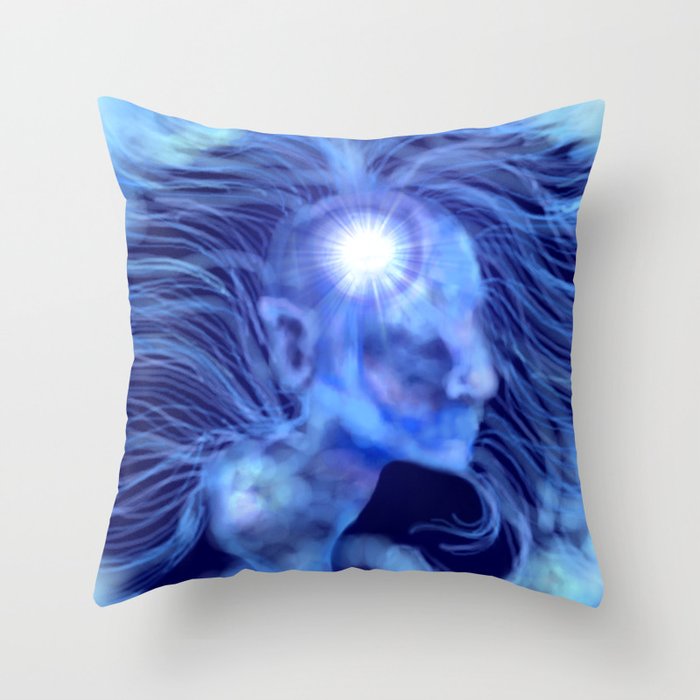 Blue Dream Lady Silhouette Throw Pillow