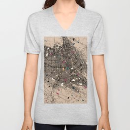 San Jose USA City Map - Terrazzo Collage V Neck T Shirt