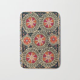 Katti Kurgan Suzani Uzbekistan Embroidery Print Badematte | Ethnic, Floral, Suzani, Geometric, Antique, Vintage, Rug, Bukhara, Uzbekistan, Persian 