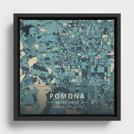 Pomona, United States - Cream Blue Framed Canvas