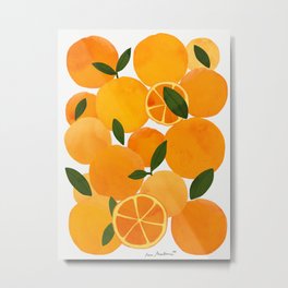 mediterranean oranges still life  Metal Print | Flower, Food, Watercolor, Mediterranean, Eat, Kitchen, Digital, Juice, Pattern, Fruit 
