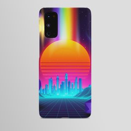 Neon sunset, city and sphere Android Case