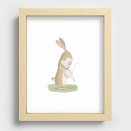 Cute Rabbit and Mouse. Recessed Framed Print