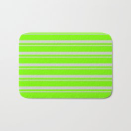 [ Thumbnail: Green and Light Grey Colored Pattern of Stripes Bath Mat ]