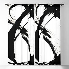 Brushstroke 7: a minimal, abstract, black and white piece Blackout Curtain