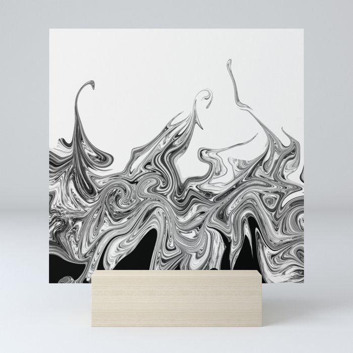 Modern contemporary Black and White Abstract Mini Art Print