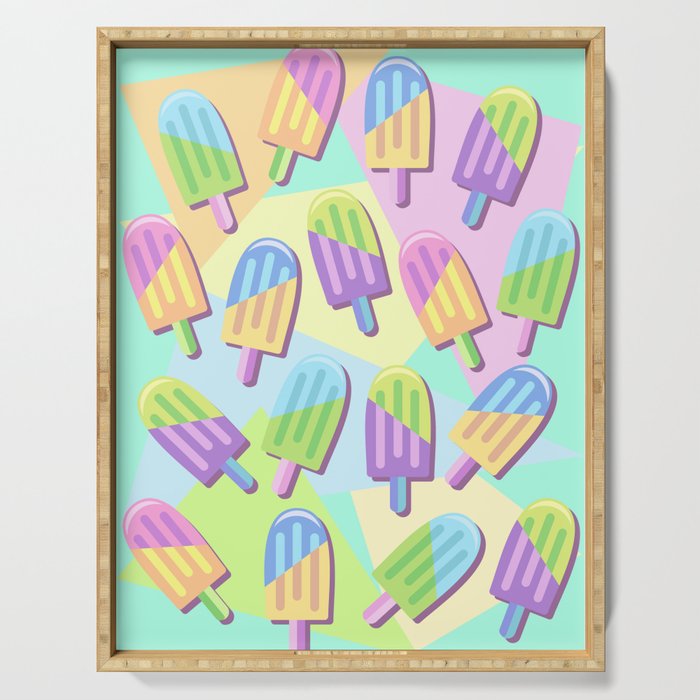 Ice Lollipops Popsicles Summer Punchy Pastels Colors Pattern Serving Tray