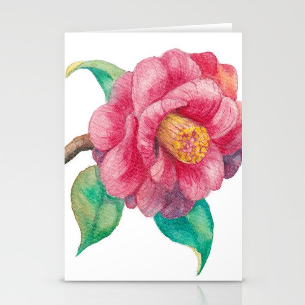 watercolor illustration of camellia japonica flower Stationery Cards