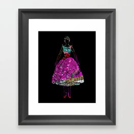 Audrey Pink Glitter Dress Framed Art Print
