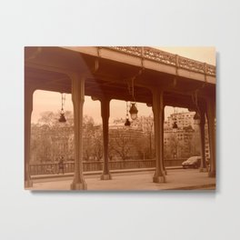 Paris - Bir-Hakeim bridge in sepia Metal Print