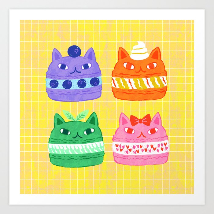 Cat Macaron Art Print