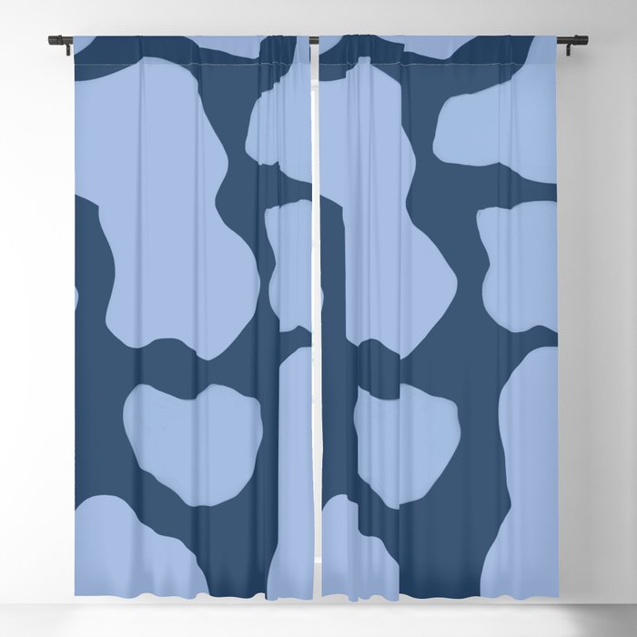 Light Blue on Dark Blue Y2K Cow Spots Blackout Curtain