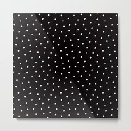 Minimal- Small white polka dots on black - Mix & Match with Simplicty of life Metal Print | Polkadots, Dots, Geometric, Mid Century Modern, Scandi, Black, Drawing, Black and White, Dot, Retro 
