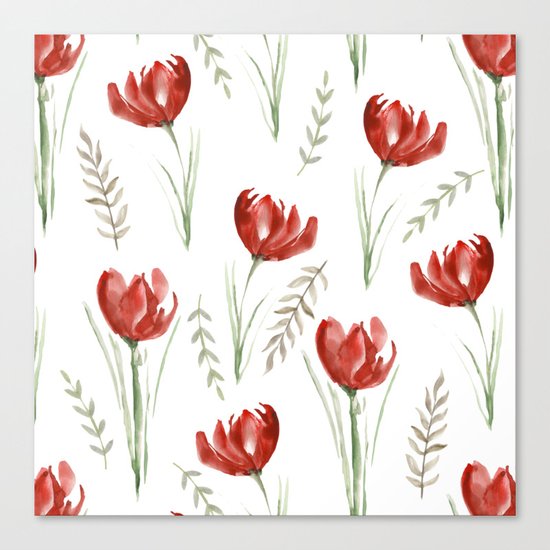 Red poppies. Watercolor Canvas Print
