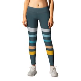 Inkaa - Blue Colourful Summer Retro Ink Stripes Design  Leggings