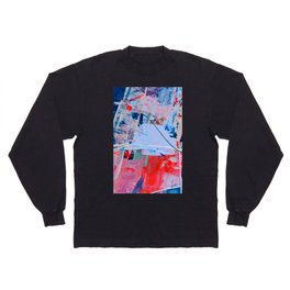 Days go by: a vibrant abstract contemporary piece in red, blue and pink by Alyssa Hamilton Art Long Sleeve T-shirt
