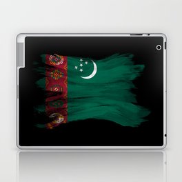 Turkmenistan flag brush stroke, national flag Laptop Skin