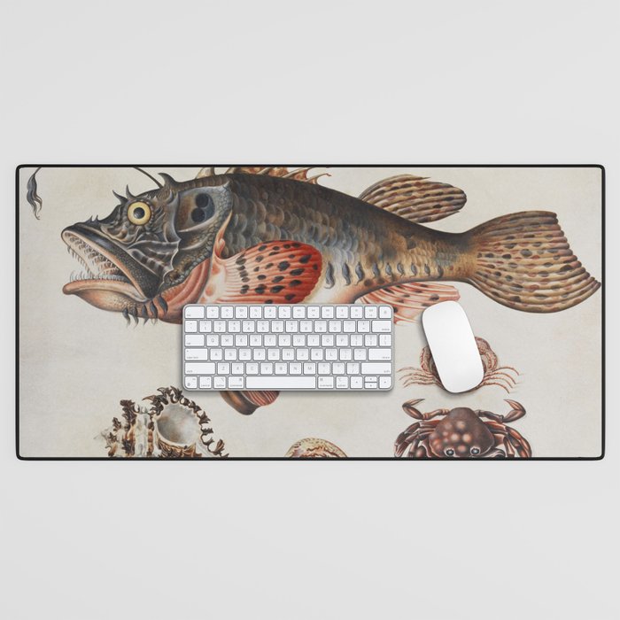 Maria Sibylla Merian - Deep-sea fish, crabs and sea snails Desk Mat by ...