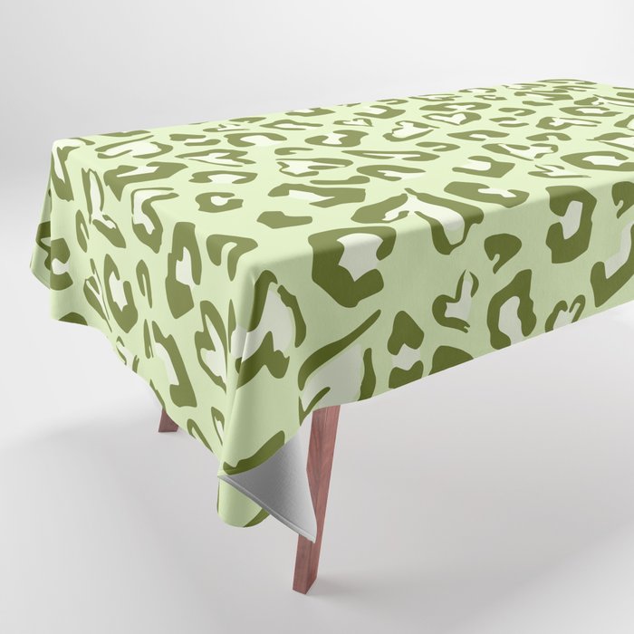 Green Valentines Hearts Cheetah Spots Wild Animal Print Home Trend Tablecloth