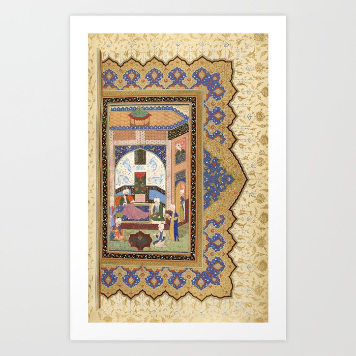 PERSIAN MINIATURES Muraqqa Print Iran Islam Padishah - palace interior scene decorations - Muslim Decor Wall  Art Print