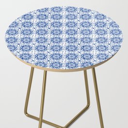 Vintage Navy Blue On White Quilt Mid-Century Modern Pattern Side Table