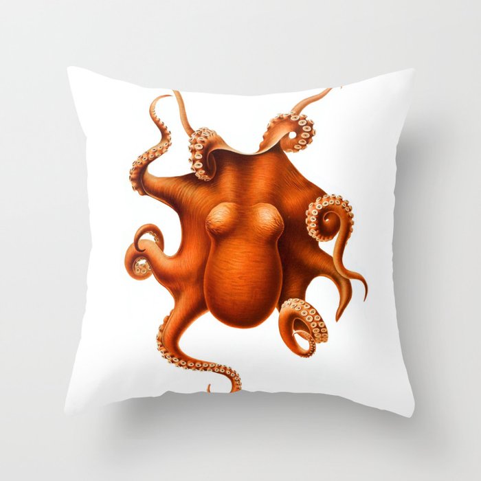 Octopus by Ernst Haeckel Throw Pillow